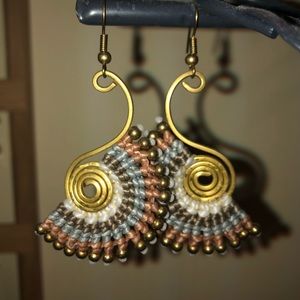 Gold, knit, boho earrings!
